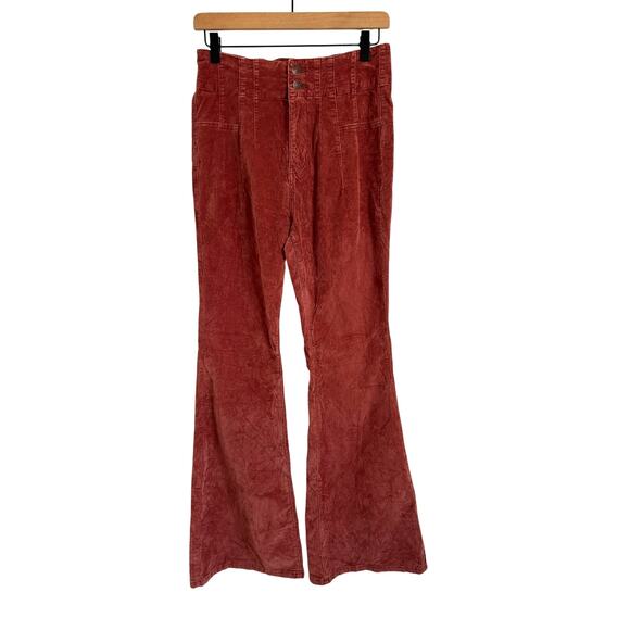 Free People Pants - We The Free Jayde High Rise Corduroy Flare Pants Womens 28 Short Rust Stretch